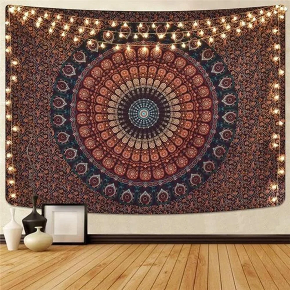 Bohemian Mandala Tapestry Hippie Tapestries Psychedelic Peacock Boho51.2ʺ × 59.1